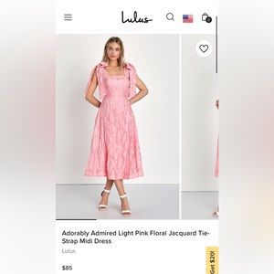 Lulu’s Adorably Admired Light Pink Floral Jacquard Tie-Strap Midi Dress